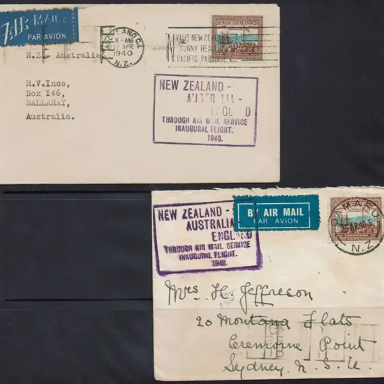 1940 (30th Apr) NZ to Australia plain covers x 2 ...