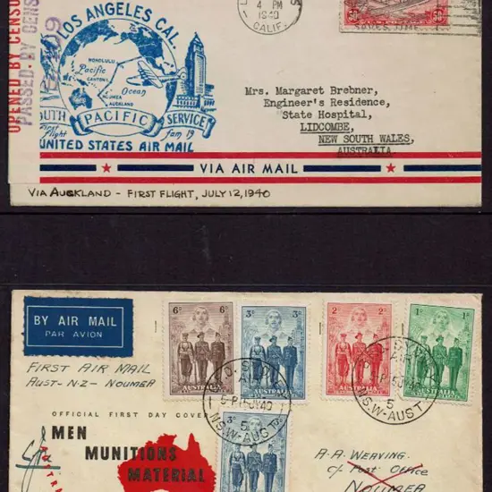 1940 (16th July) USA to NZ to Australia bearing ...