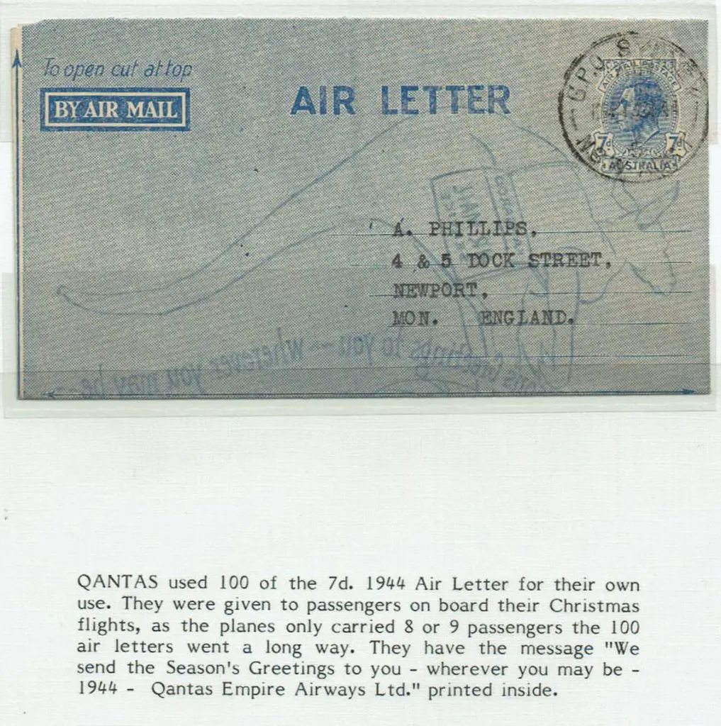 1944 (13th Dec) Qantas 7d Airletter to England ... Image 1++