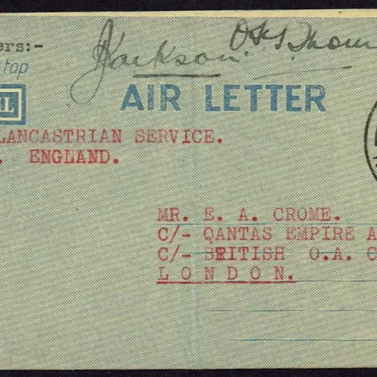 1945 (2nd June) Australia to England 7d Airletter ...