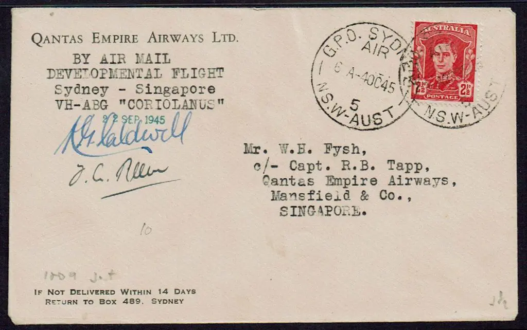 1945 (4th Oct) Australia to Singapore Qantas ... Image 1++