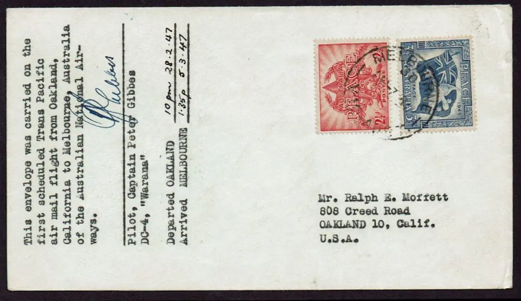 1947 (28th Feb) Oakland, U.S.A. to Melbourne on ... Image 1++