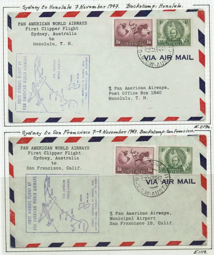 1947 (7th Nov) Australia to U.S.A. & intermediate ... Image 1++