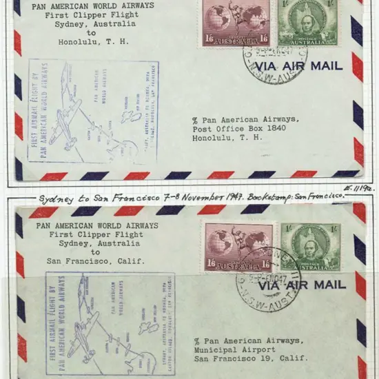 1947 (7th Nov) Australia to U.S.A. & intermediate ...