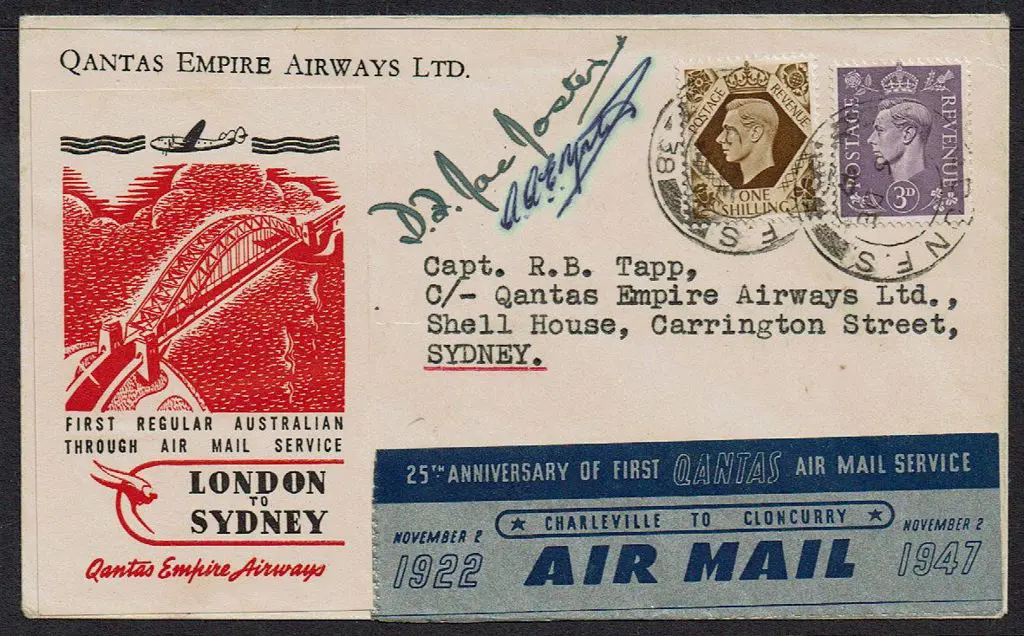 1947 (1st Dec) England to Australia Qantas first ... Image 1++