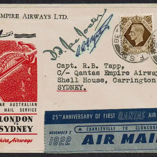 1947 (1st Dec) England to Australia Qantas first ...