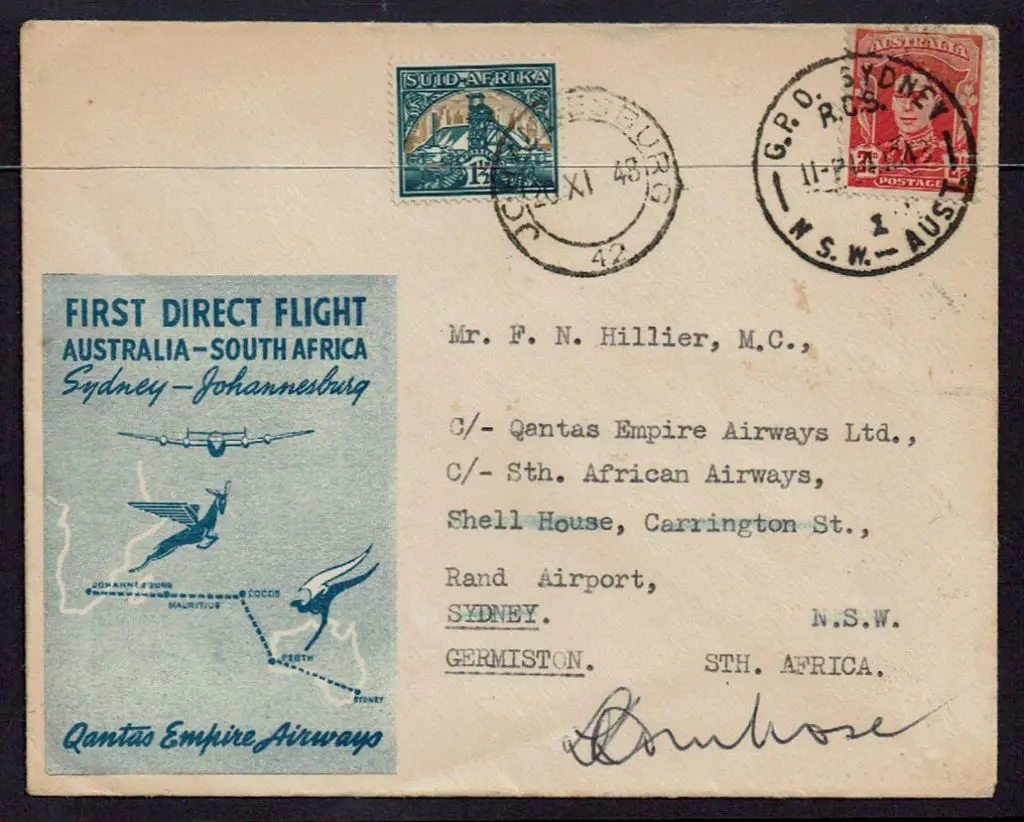 1948 (14th Nov) Australia to South Africa & return ... Image 1++