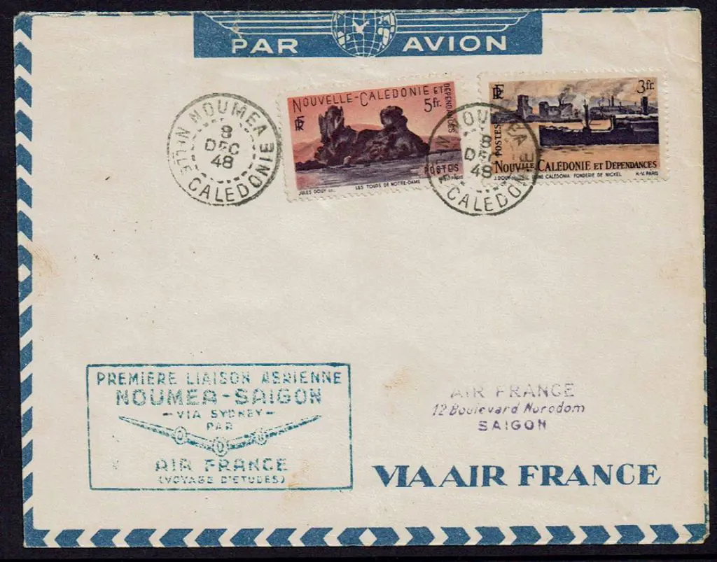 1948 (9th Dec) New Caledonia to Indo China via ... Image 1++