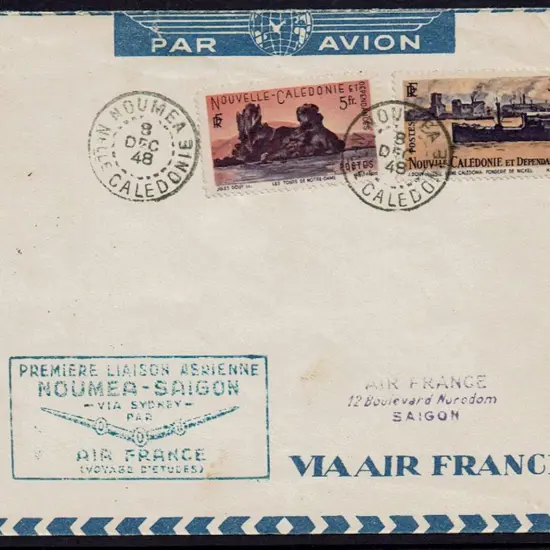 1948 (9th Dec) New Caledonia to Indo China via ...