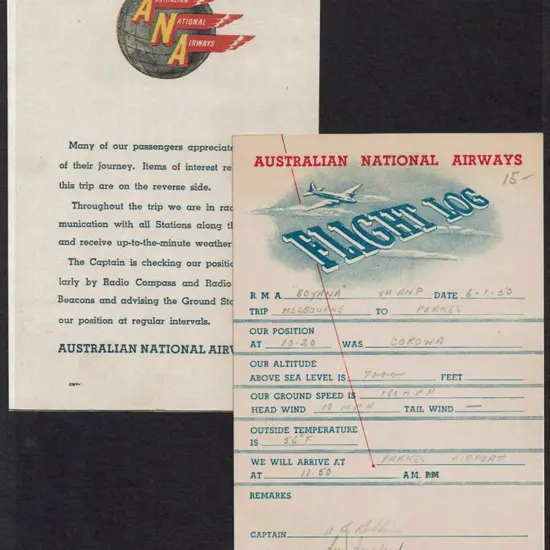 1950 (6th Jan) Australian National Airways "Flight ...