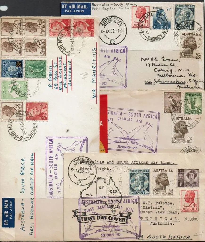 1952 (1st Sept) Australia to South Africa x 11 ... Image 1++