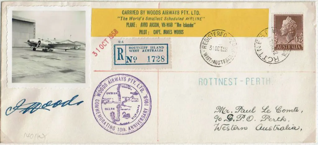 1958 (31st Oct) Rottnest to Perth flight by Woods ... Image 1++