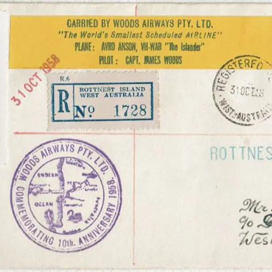 1958 (31st Oct) Rottnest to Perth flight by Woods ...