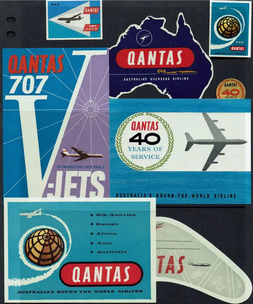 1950's-1960's Qantas baggage/advertising labels ... Image 1++