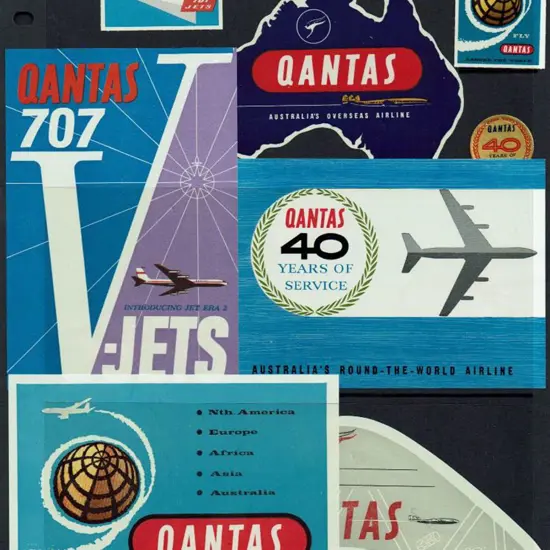 1950's-1960's Qantas baggage/advertising labels ...