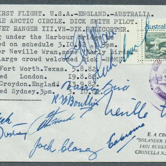 1982 (5th Aug) USA to England & Australia on Dick ...