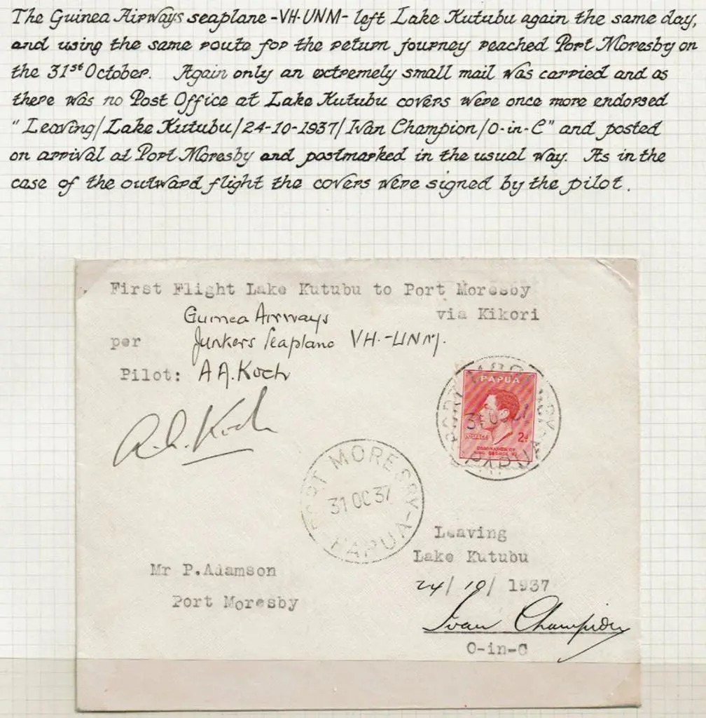 1937 (31st Oct) Lake Kutubu to Port Moresby ... Image 1++