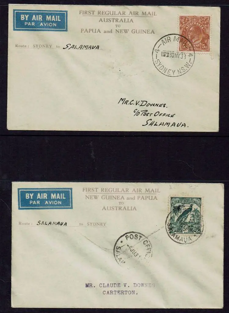 1938 (30th May) Sydney to Salamaua & return covers ... Image 1++