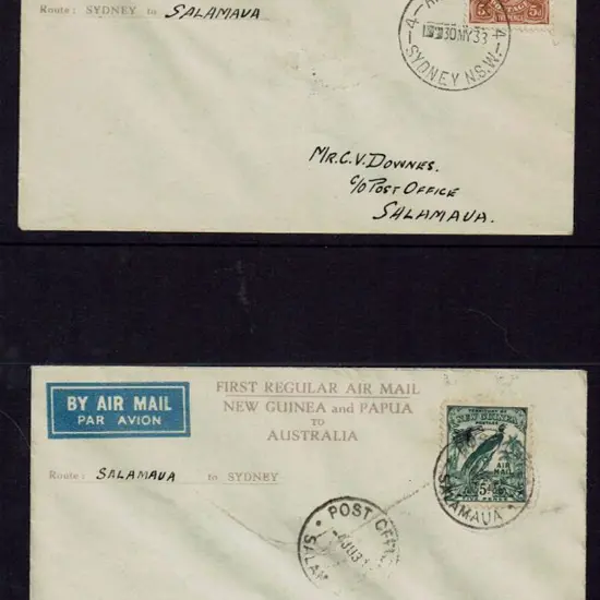 1938 (30th May) Sydney to Salamaua & return covers ...