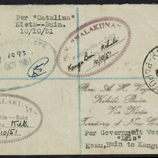 1951 (10th Oct) "District Office Kiete" registered ...