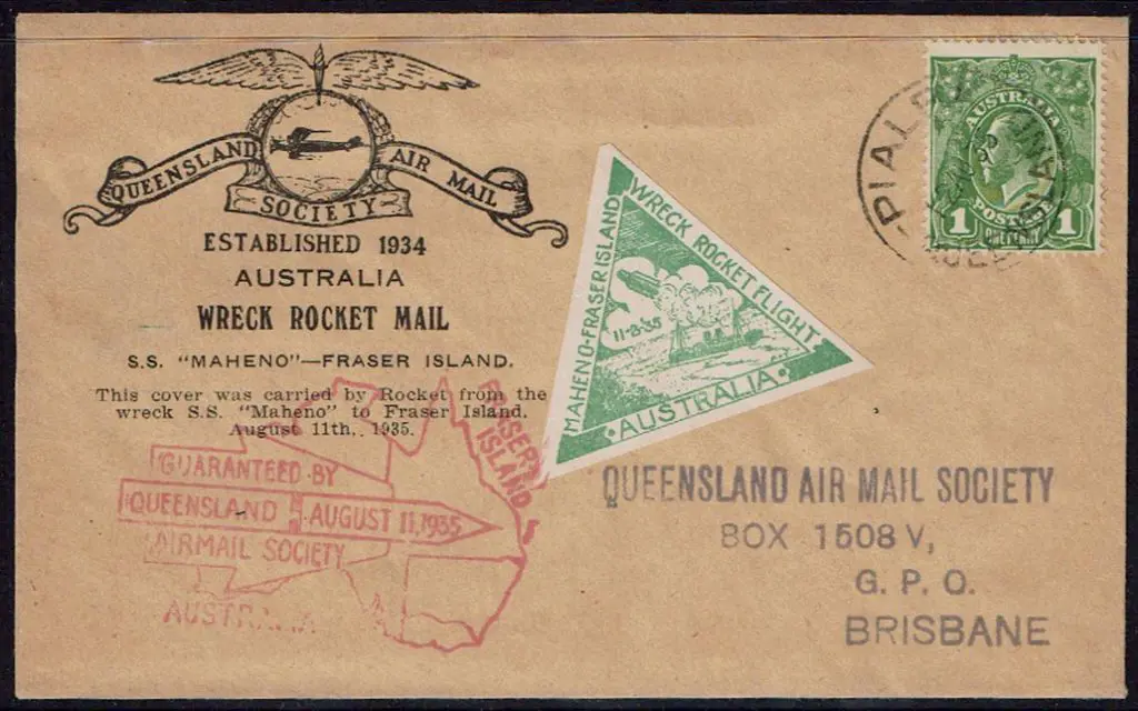 1935 (11th Aug) "Wreck Rocket Mail" fired from the ... Image 1++