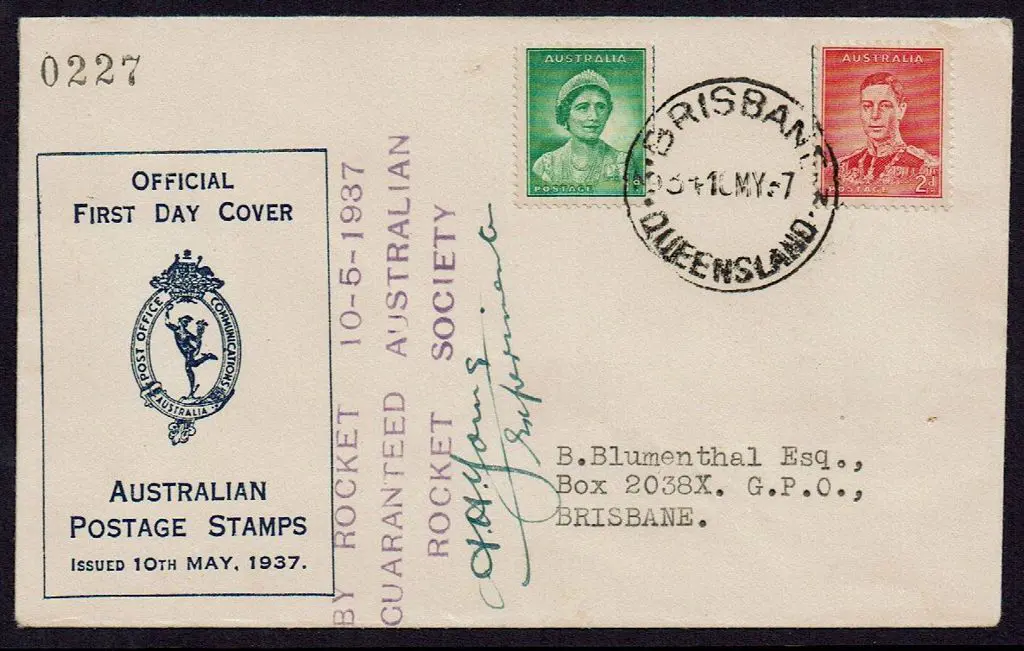 1937 (10th May) Rocket Mail Society 1d QM & 2d ... Image 1++