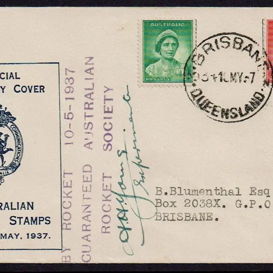1937 (10th May) Rocket Mail Society 1d QM & 2d ...