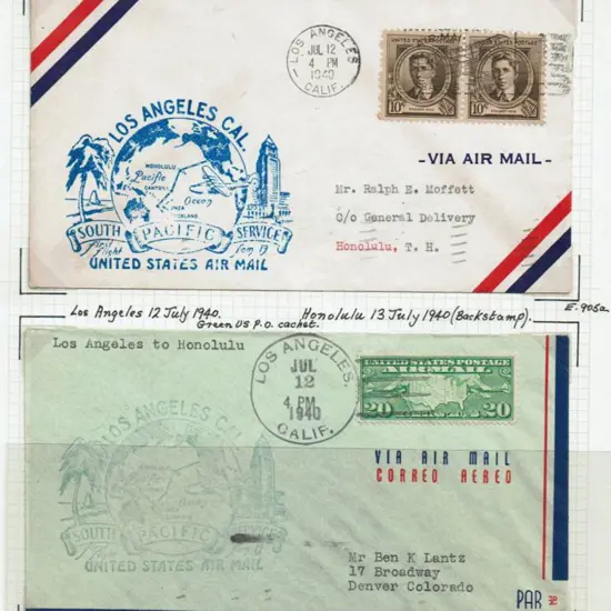 1940 (July) Los Angeles to Honolulu (2 different ...