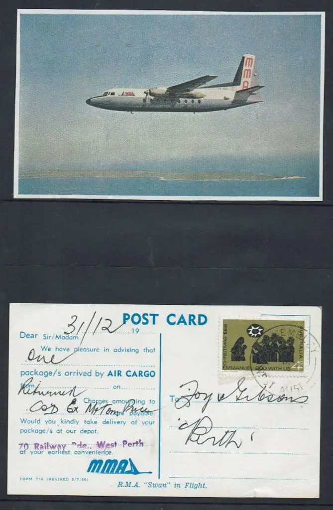 1966 (Dec) MMA colour postcard showing Fokker F27 ... Image 1++
