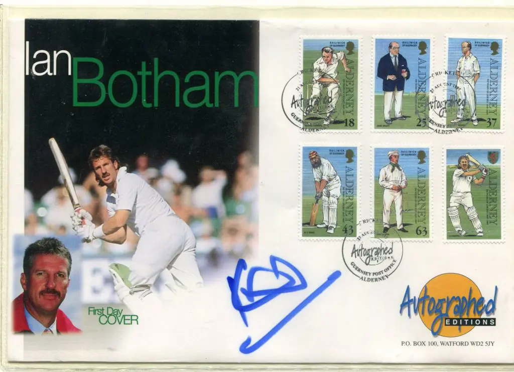 Botham, Ian on 1997 Alderney set of 6 Cricketers ... Image 1++