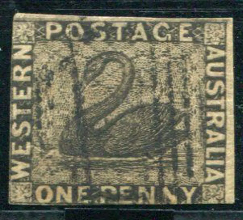 1854 1d black swan. Fine used example with neat ... Image 1++