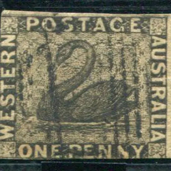 1854 1d black swan. Fine used example with neat ...