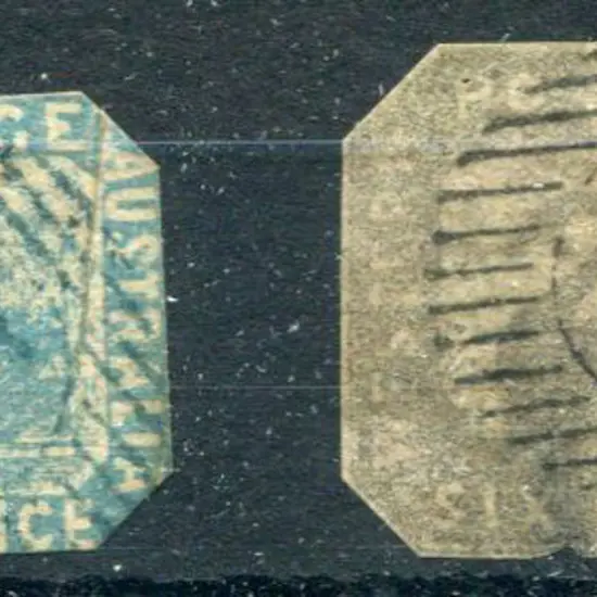 1854/57 4d blue used by 15 bar 5 in blue ink & 6d ...
