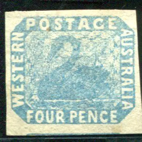 1854/55 4d pale blue swan Unused. 4 huge to large ...