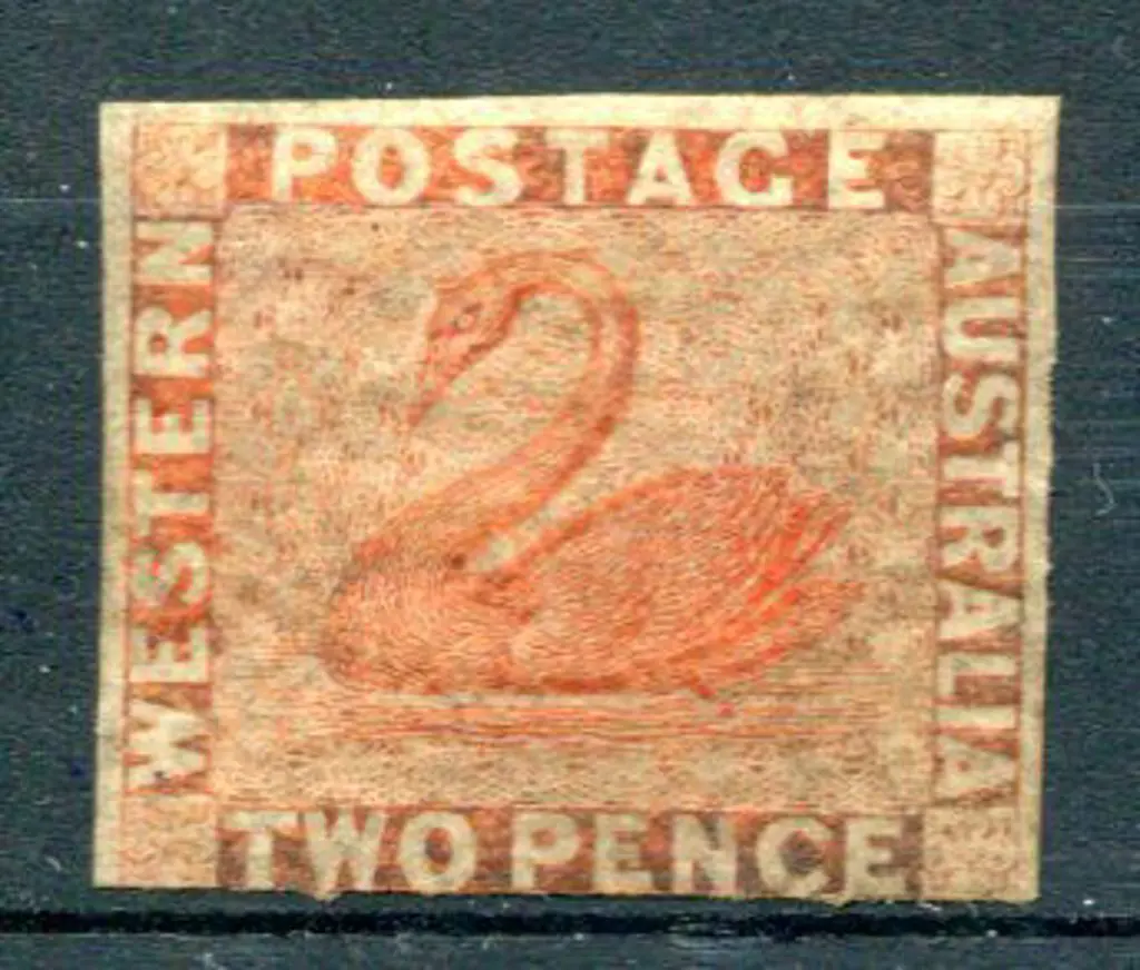 1860 2d orange-vermilion imperf swan. 3 large ... Image 1++