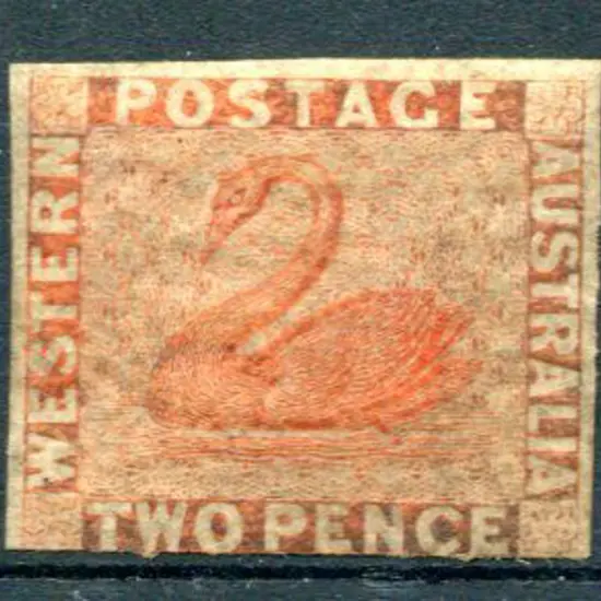 1860 2d orange-vermilion imperf swan. 3 large ...