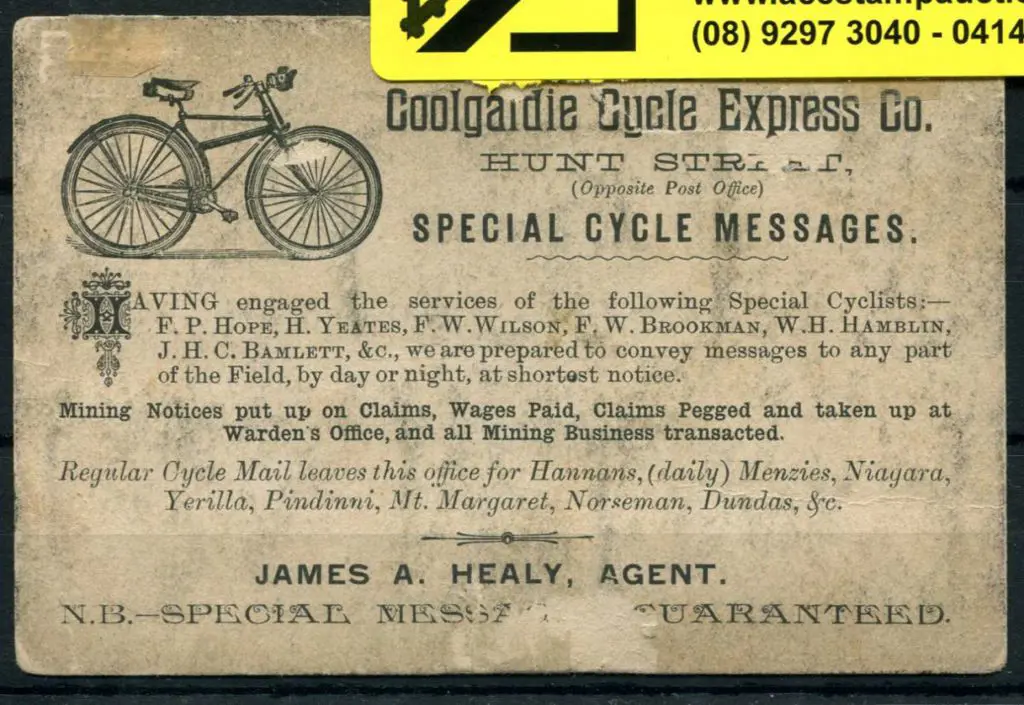1894 "The Coolgardie Cycle Express Co. Hunt Street ... Image 1++