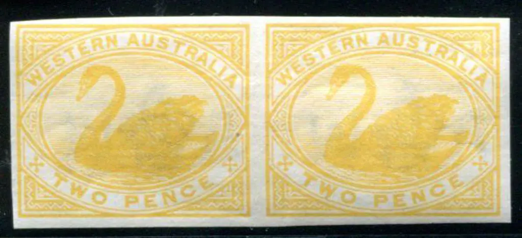 1898 2d bright yellow imperforate horizontal plate ... Image 1++