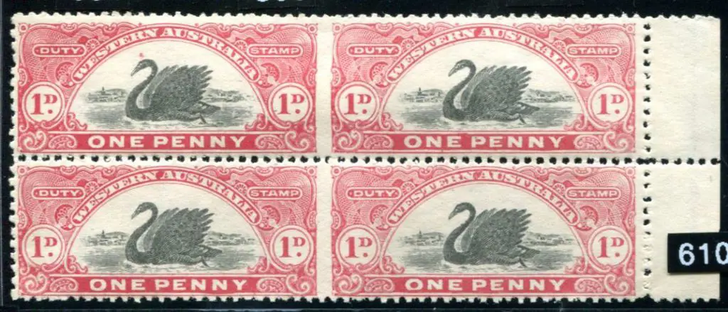 1909 1d red & black, perf. 11 block of 4 ... Image 1++