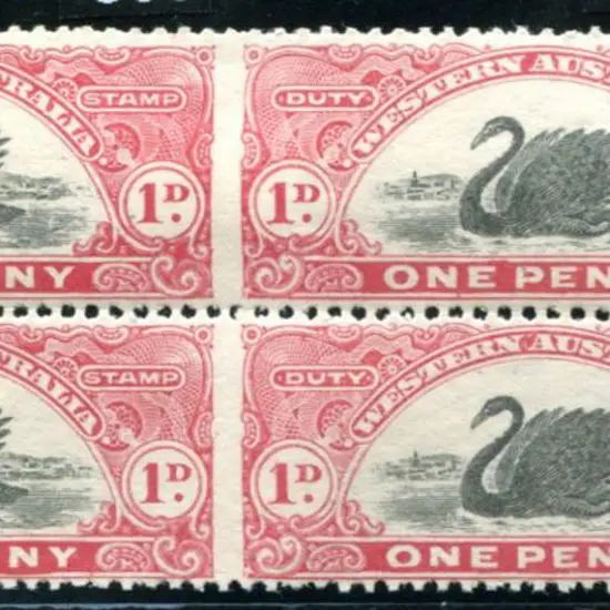 1909 1d red & black, perf. 11 block of 4 ...