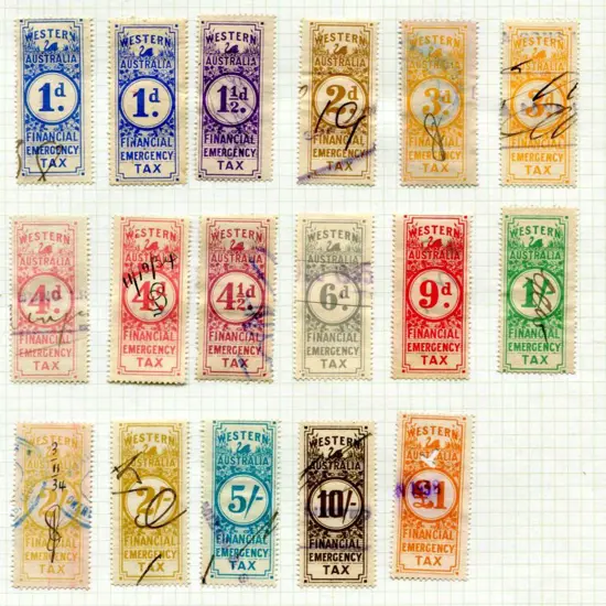 1931 Financial Emergency Tax 1d to £1 used range. ...