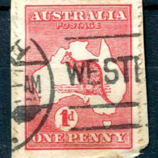 1913 1st Watermark 1d red with "break lower left ...