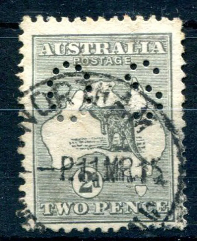 1913 1st Watermark 2d grey perfined small "OS" ... Image 1++