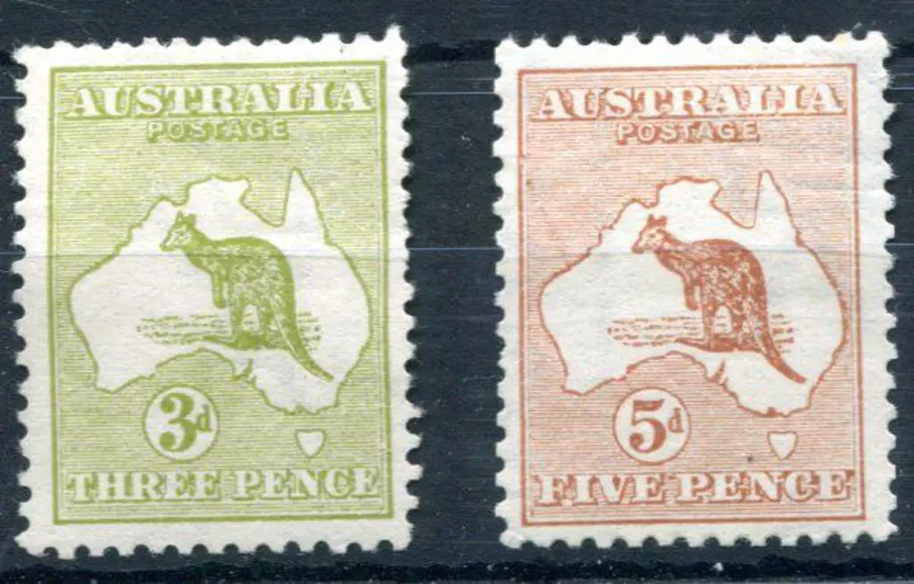 1913 1st Watermark 5d chestnut MLH plus 3d pale ... Image 1++