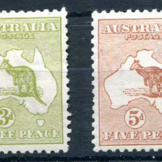 1913 1st Watermark 5d chestnut MLH plus 3d pale ...