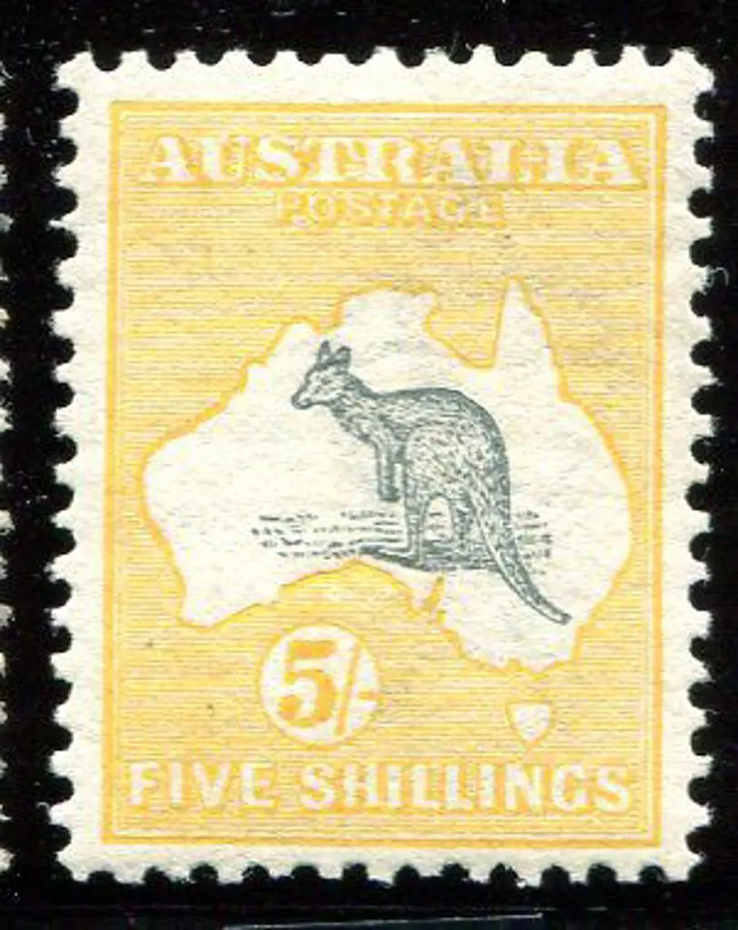 1913 1st Watermark 5/- grey & chrome. MVLH. ACSC ... Image 1++