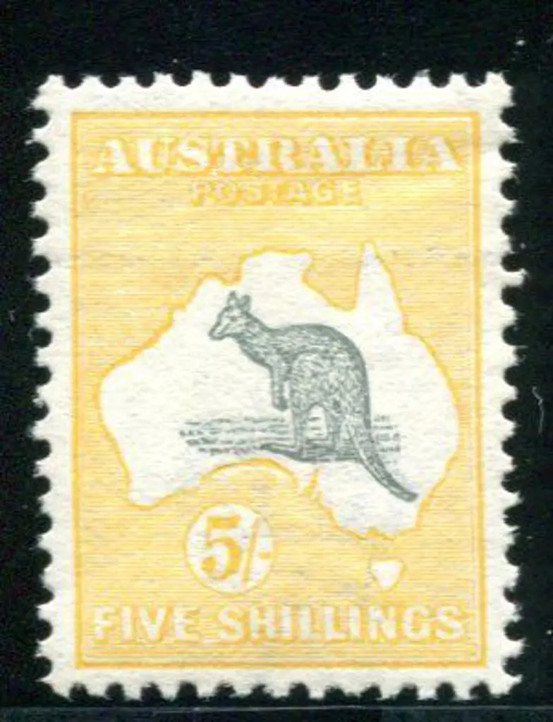 1913 1st Watermark 5/- grey & yellow with wmk ... Image 1++