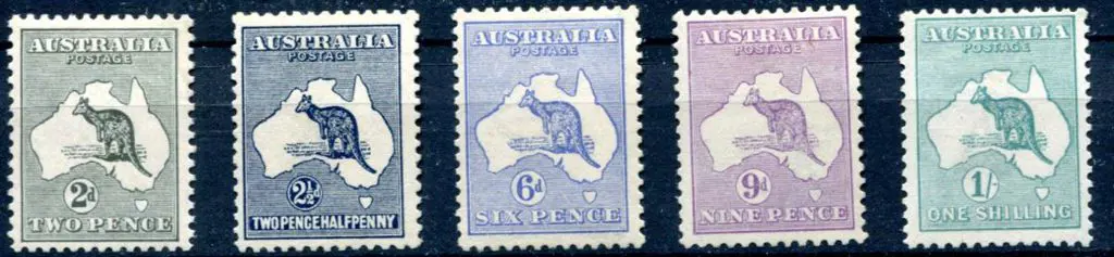 1915 2nd Watermark 2d grey to 1/- green short set ... Image 1++
