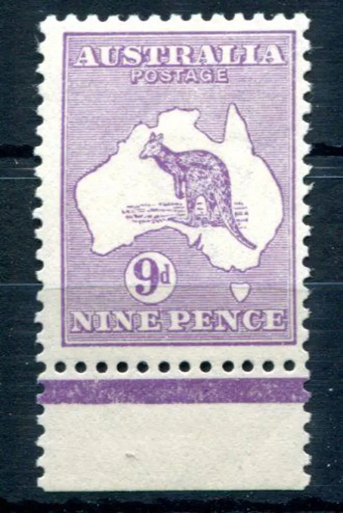 1915 2nd Watermark 9d violet with bottom selvedge. ... Image 1++