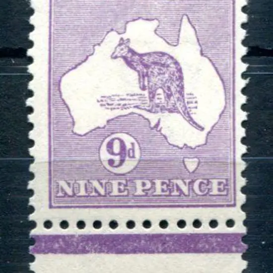 1915 2nd Watermark 9d violet with bottom selvedge. ...